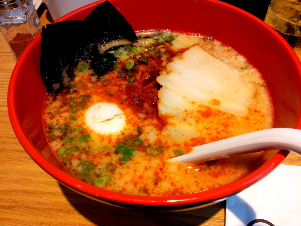Karaka Special: Ramen with flavoured egg, pork belly and seaweed.