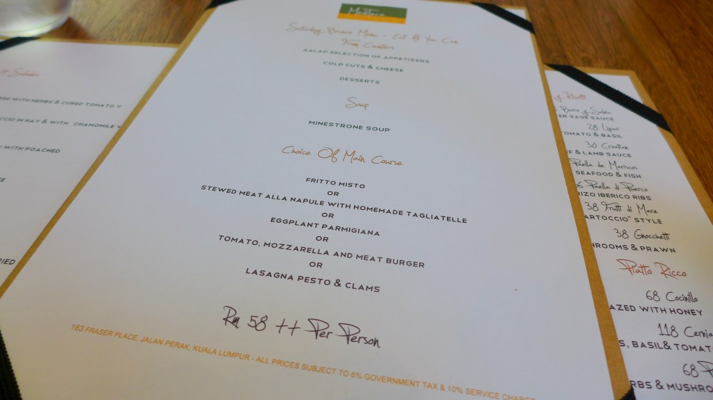 Saturday Brunch Menu