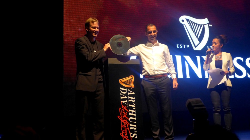 Bruce Dallas, Marketing Director of Guinness Anchor Berhad and Hans Essaadi, Managing Director of Guinness Anchor Berhad launching the celebrations with our resident Guinness Girl & host, Serena C.