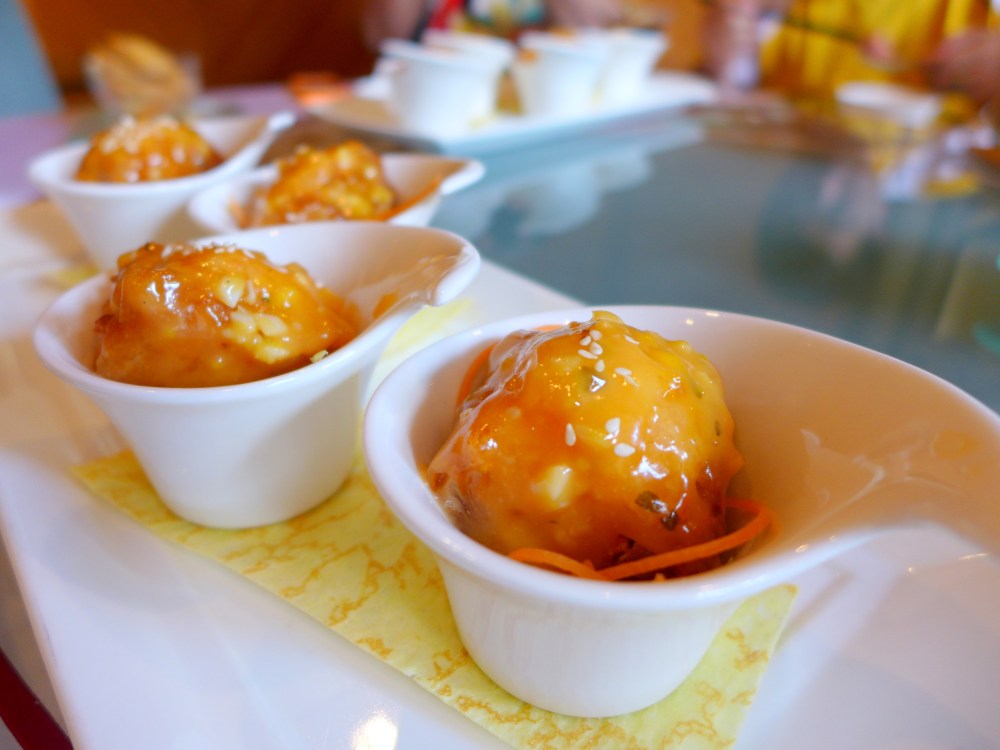 Chinese Cruller Stuffed with Squid Mousse served with Thousand Island Dressing