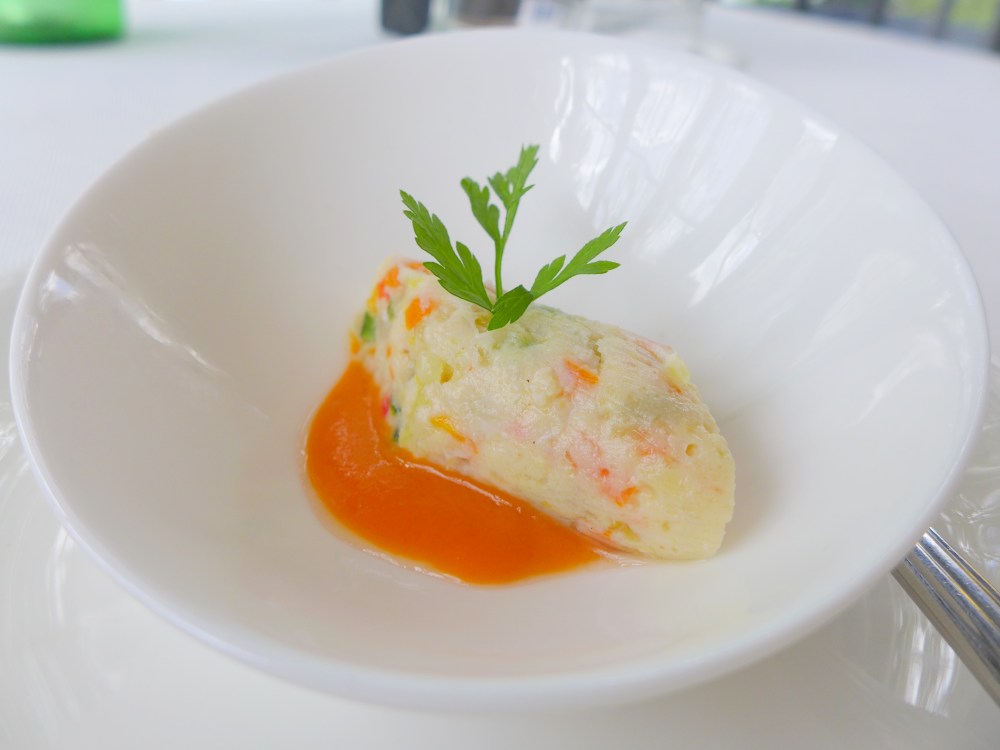 Monk Fish Mousse with Tomato Coulis