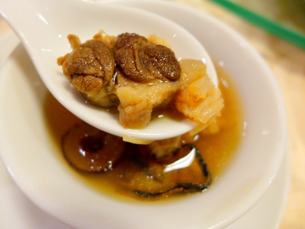 Double boiled Oxtail Soup with Sun-Dried Scallops and dried oysters and radish