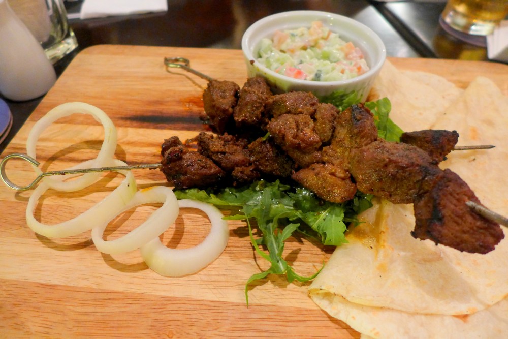Masala Lamb Skewer with Tortillas, Rocket salad and Raita - RM31.50